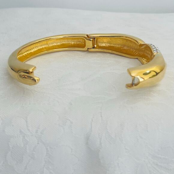 Vtg NOLAN MILEER Crystal Bracelet Signed Bangle w/Box Gold Tone Glamour Collect - Picture 7 of 11